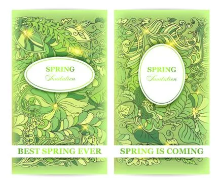 Set of elegant spring invitation flyers Stock Illustration