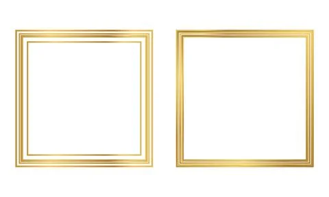 Set of Elegant Thin Golden Square Frames for Certificates and Luxury Invita.. Stock Illustration