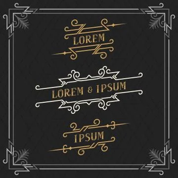 The set of elegant vintage emblems templates. Luxury retro business sign. Stock Illustration
