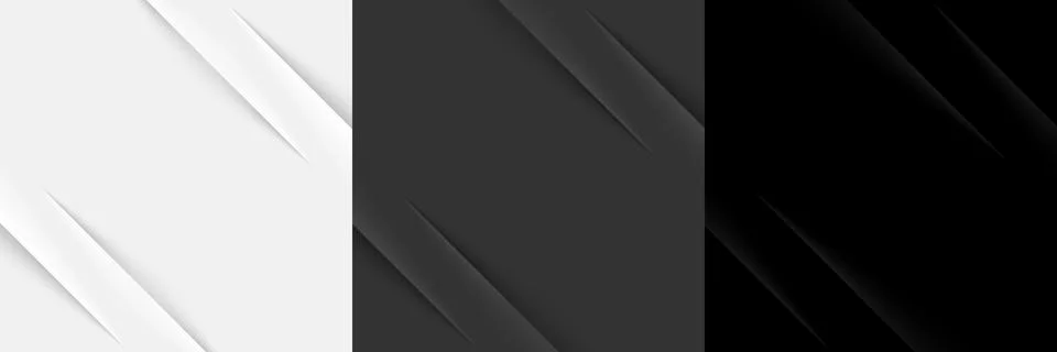 Set of elegant white, gray and black colors paper fold background Stock Illustration