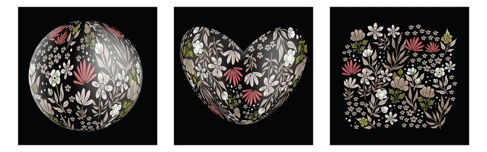 Set of element plants pattern Stock Illustration