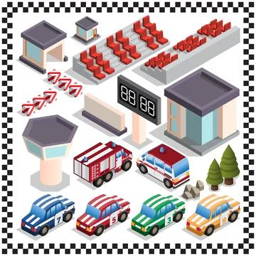 A set of elements for car racing. Stock Illustration
