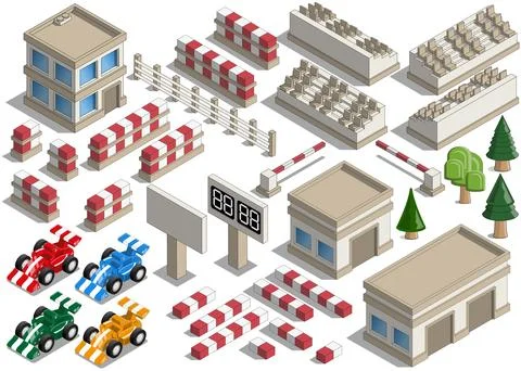A set of elements for car racing. Stock Illustration