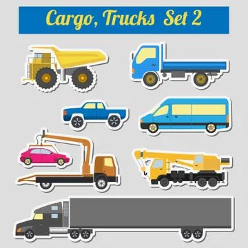 Set of elements cargo transportation: trucks, lorry for creating your own inf Stock Illustration