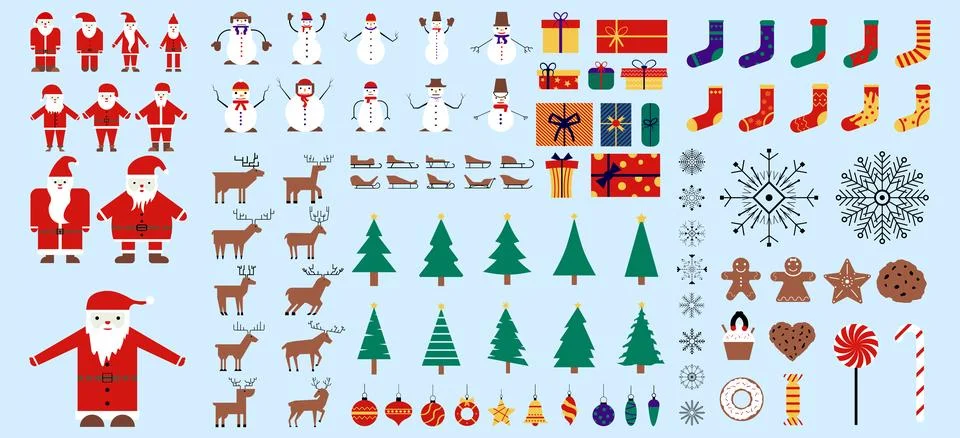 Set of elements for celebrating christmas and new year. Beautiful holiday c.. 스톡 일러스트
