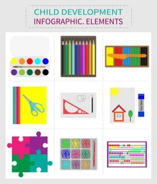 Set of elements for childrens development. Stock Illustration