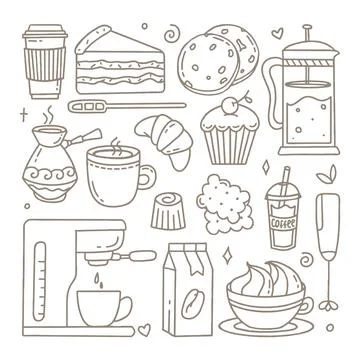 A set of elements for a coffee shop To use for posters banners postcards and Stock Illustration