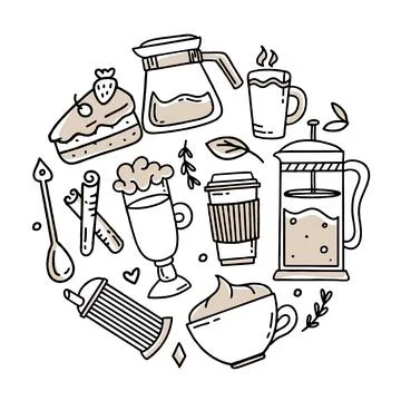 A set of elements for a coffee shop To use for posters banners postcards and Stock Illustration
