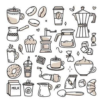 A set of elements for a coffee shop To use for posters banners postcards and  イラスト素材