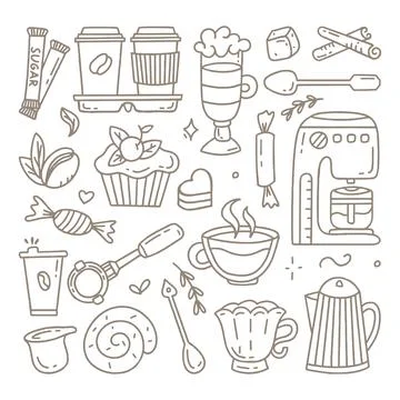 A set of elements for a coffee shop To use for posters banners postcards and  Stock Illustration