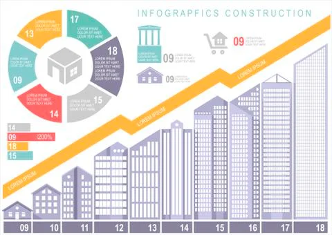 Set elements of construction infographics Stock Illustration