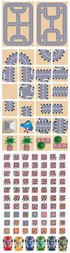 A set of elements for creating a game on an automotive theme. 库存插图