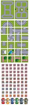 A set of elements for creating a game on an automotive theme. Stock Illustration