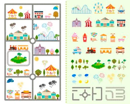 Set of elements for creating your own city Illustrazione stock