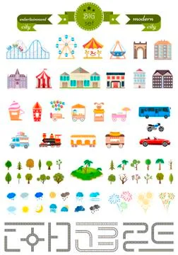 Set of elements for creating your own modern city Stockillustratie