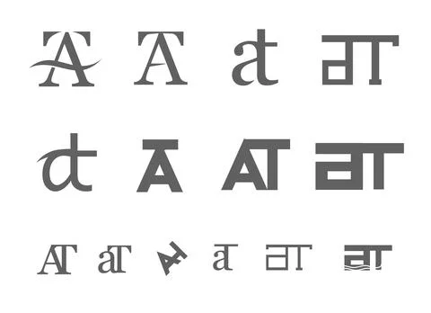 Set elements Creative abstract letter AT logo. vector element Stock-Illustration