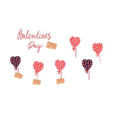 Set of elements for the day of Love. Elements of the illustration are hand-drawn Stock Illustration