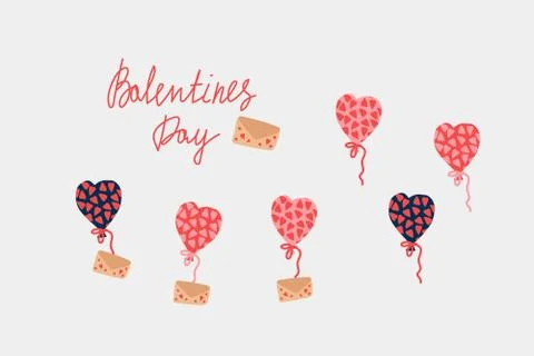 Set of elements for the day of Love. Elements of the illustration are hand-drawn Stock Illustration