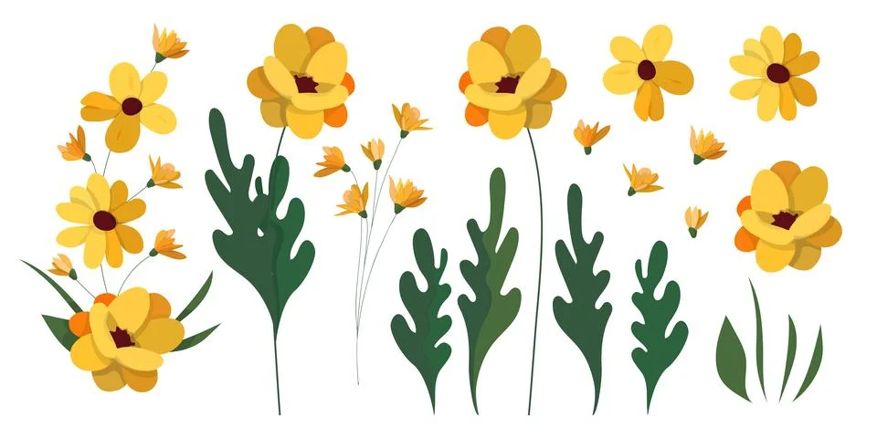 Set of elements for design in the form of isolated elements. Yellow and orange Stock Illustration