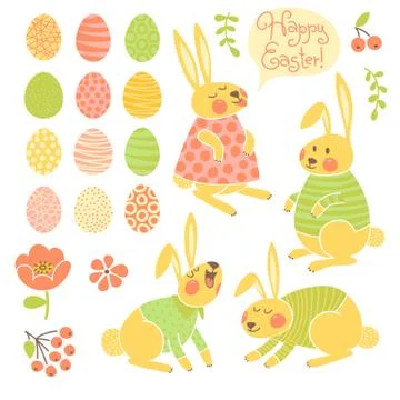 Set of elements for design Happy Easter. 스톡 일러스트