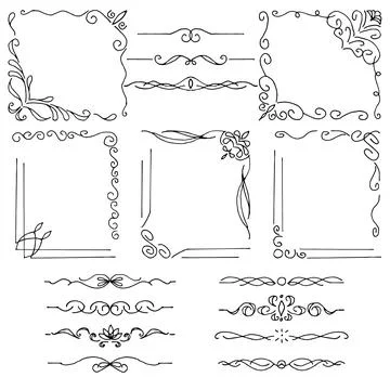 Set of elements for design of monograms invitations frames Illustrazione stock