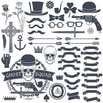 Set of elements for design retro emblem Stock Illustration