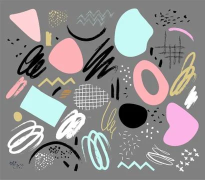 A set of elements for design, scrapbooking, decoration. Lines, shapes, points Stock Illustration