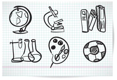 Set of elements on education in the style sketch Illustrazione stock