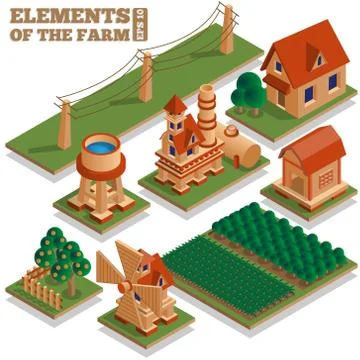 A set of elements for the farm. Stock Illustration
