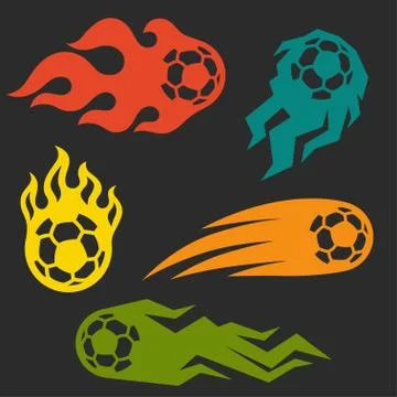 Set of elements fire soccer balls for design Stock Illustration