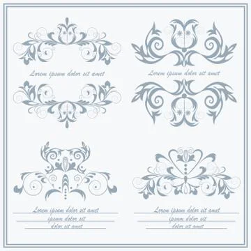 Set elements flower, logos Baroque style Illustrazione stock