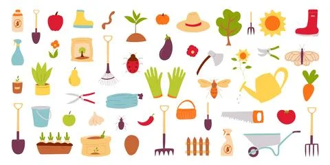 A set of elements for garden care Stock Illustration