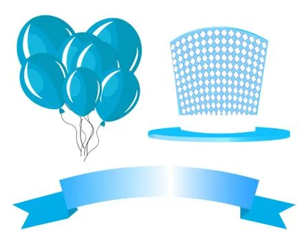 Set of elements for the German Oktoberfest beer festival. hat, balloons and r Stock Illustration