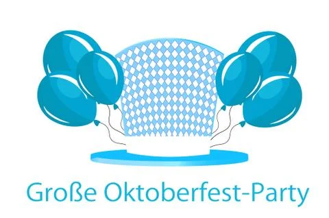 Set of elements for the German Oktoberfest beer festival. hat, balloons and r Stock Illustration