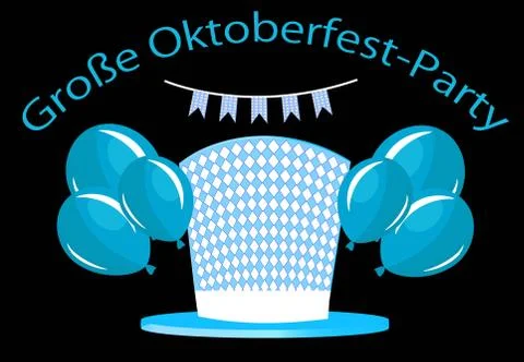 Set of elements for the German Oktoberfest beer festival. hat, balloons and r Stock Illustration