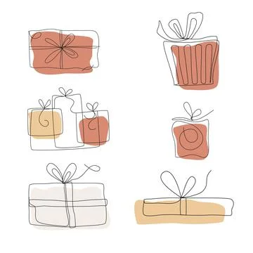 Set of elements Gifts concept, boxes with ribbons.. Clipart, elements for the Stock Illustration
