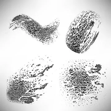 Set of elements of halftone dotted and blob background dotwork Illustrazione stock