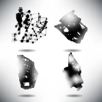 Set of elements of halftone dotted background dotwork Illustrazione stock