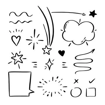 A set of elements of highlighting arrows underscores, speech bubble brush str Stockillustratie