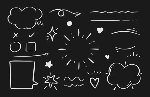 A set of elements of highlighting arrows underscores, speech bubble brush str Stockillustratie