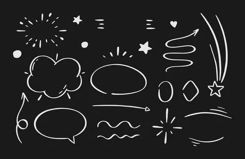 A set of elements of highlighting arrows underscores, speech bubble brush str Stockillustratie