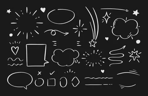 A set of elements of highlighting arrows underscores, speech bubble brush str Stockillustratie