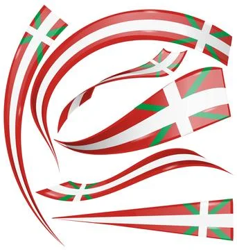 Set of elements of the horizontal flag of the Basque Country. Different sha.. Ilustração Stock