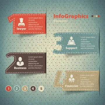 Set of elements for infographics in the form number and cards Stock Illustration
