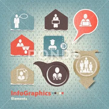 Set of elements for infographics in the form paper elements 库存插图