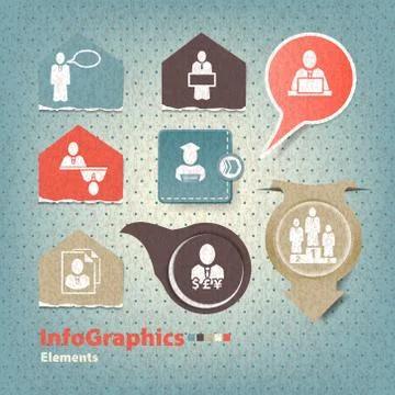 Set of elements for infographics in the form paper elements Stock Illustration