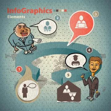 Set of elements for infographics with two businessmen Stock Illustration