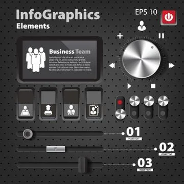Set of elements for infographics in UI style with switches 스톡 일러스트