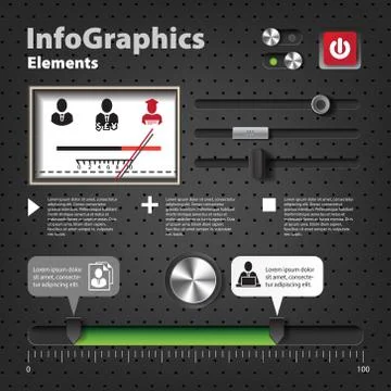 Set of elements for infographics in UI style with knobs Stock Illustration
