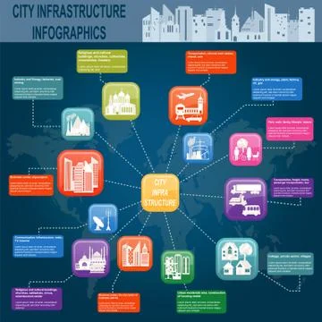 Set of elements infrastructure city, vector infographics Stock Illustration